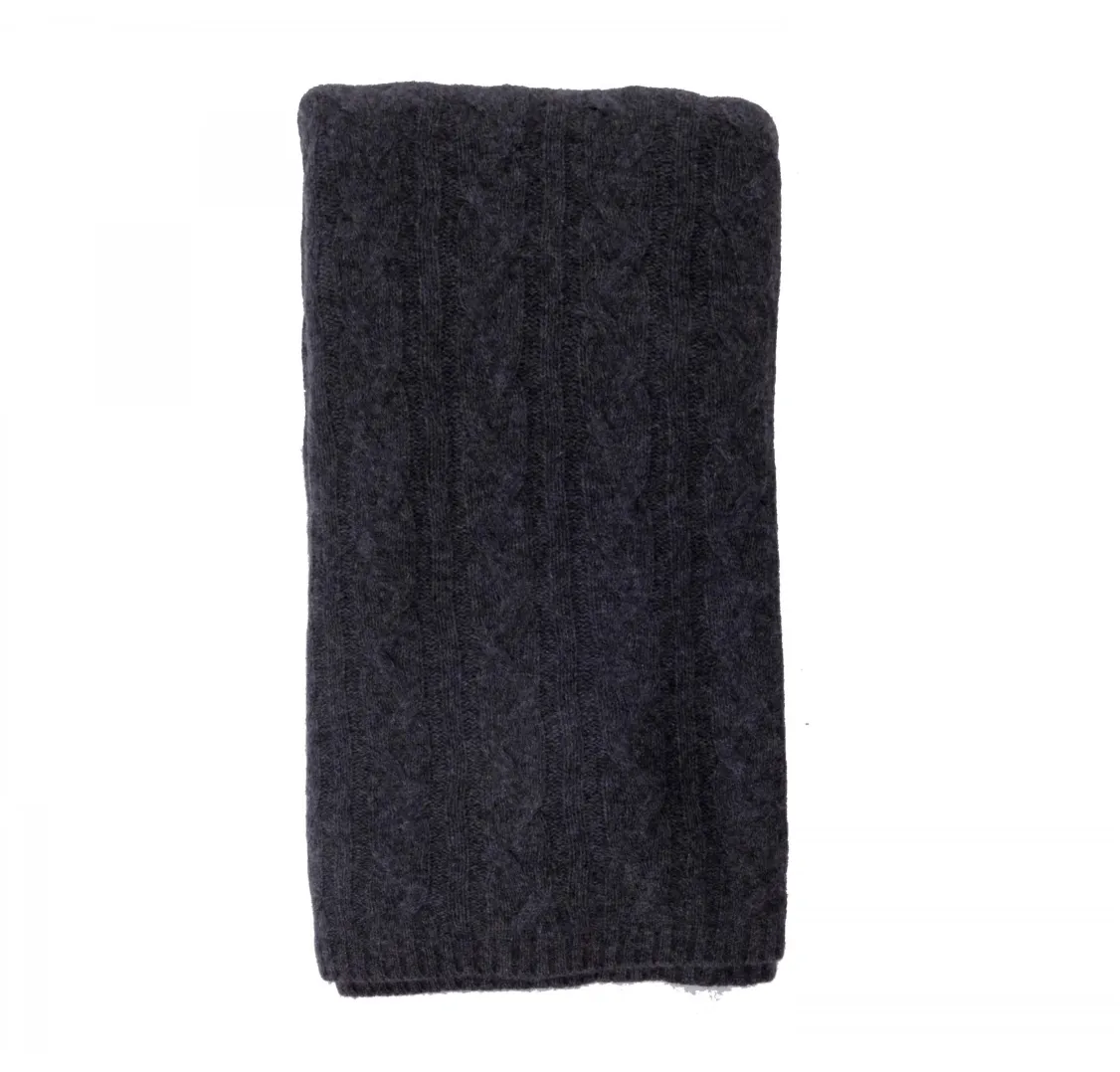 100% Cashmere Cozy Cable Knit Throw by Alashan