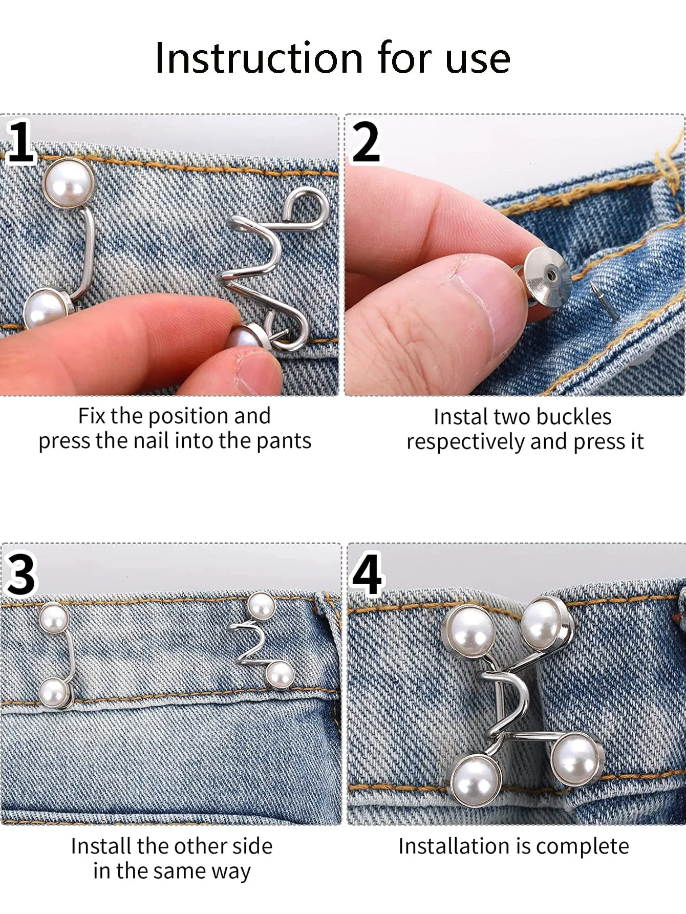 1pc Adjustable Waist Buckle Extender Set, Jeans Extender Waist Extender Button, For Pants Adjustable Jean Button Perfect Fit, Instant Button