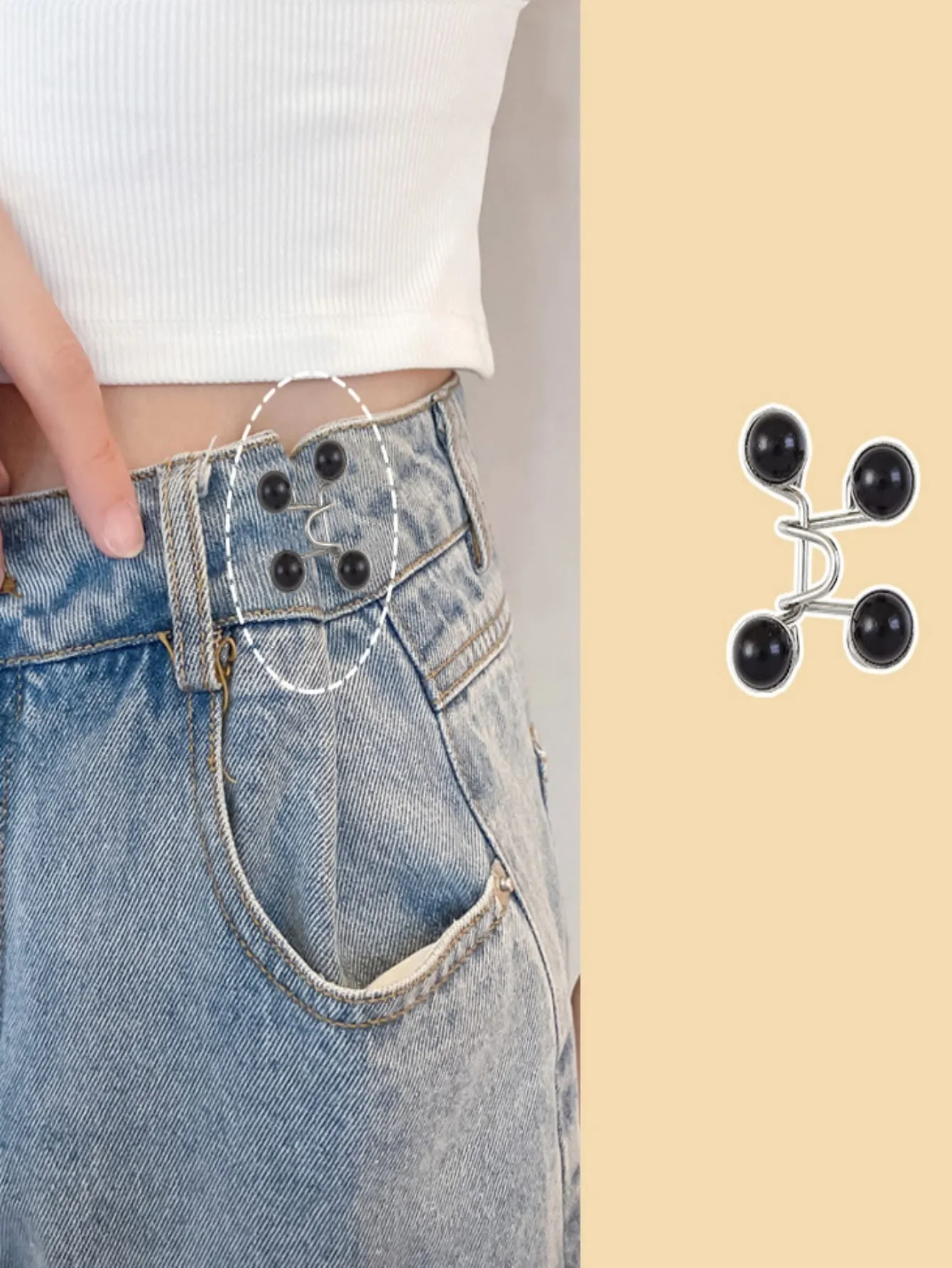 1pc Adjustable Waist Buckle Extender Set, Jeans Extender Waist Extender Button, For Pants Adjustable Jean Button Perfect Fit, Instant Button