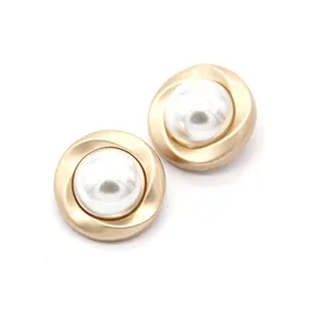 5 PCS Pearl Gold Metal Women Coat Buttons for Clothing Sweater Decoration Sewing Crafts Accessories (#10, 18mm)