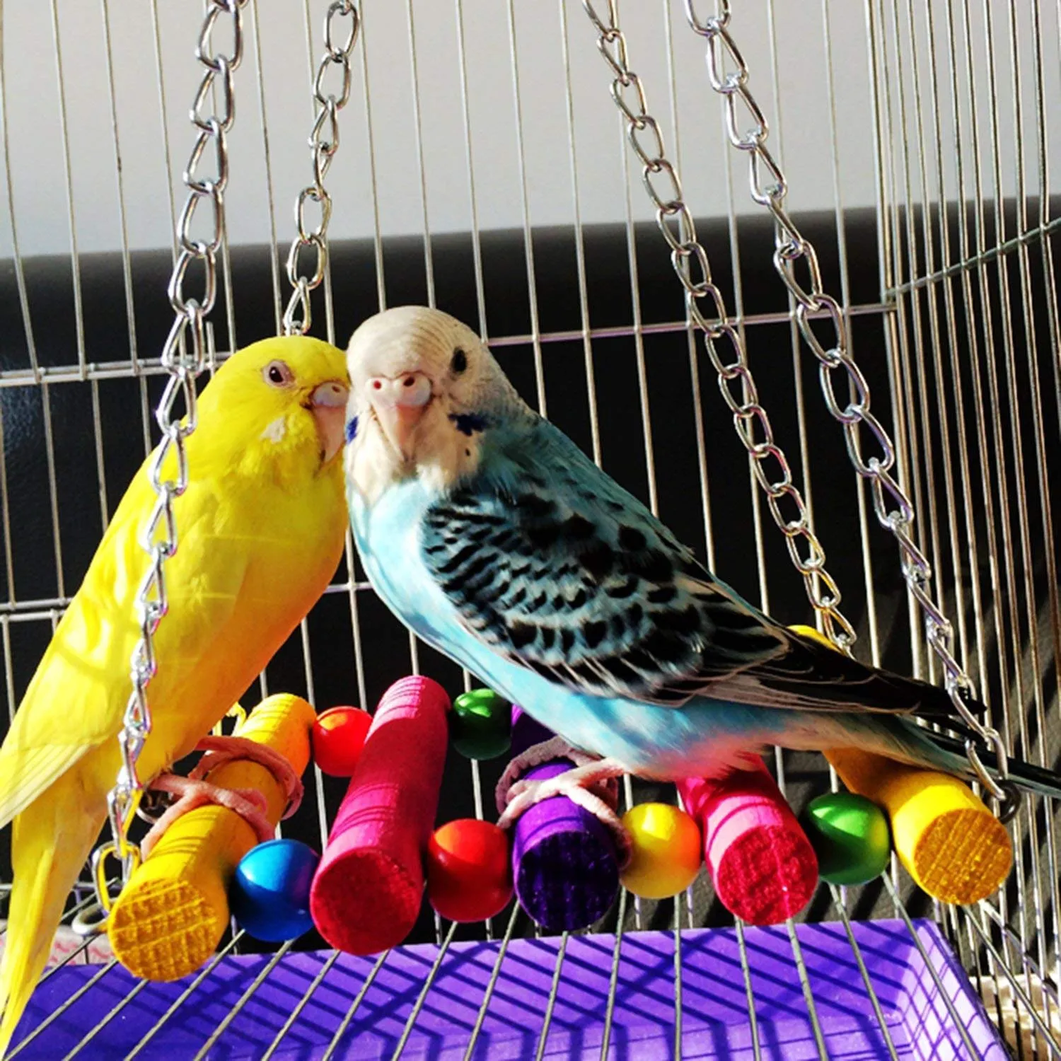5pcs Bird Parrot Toys Hanging Bell Hammock Set