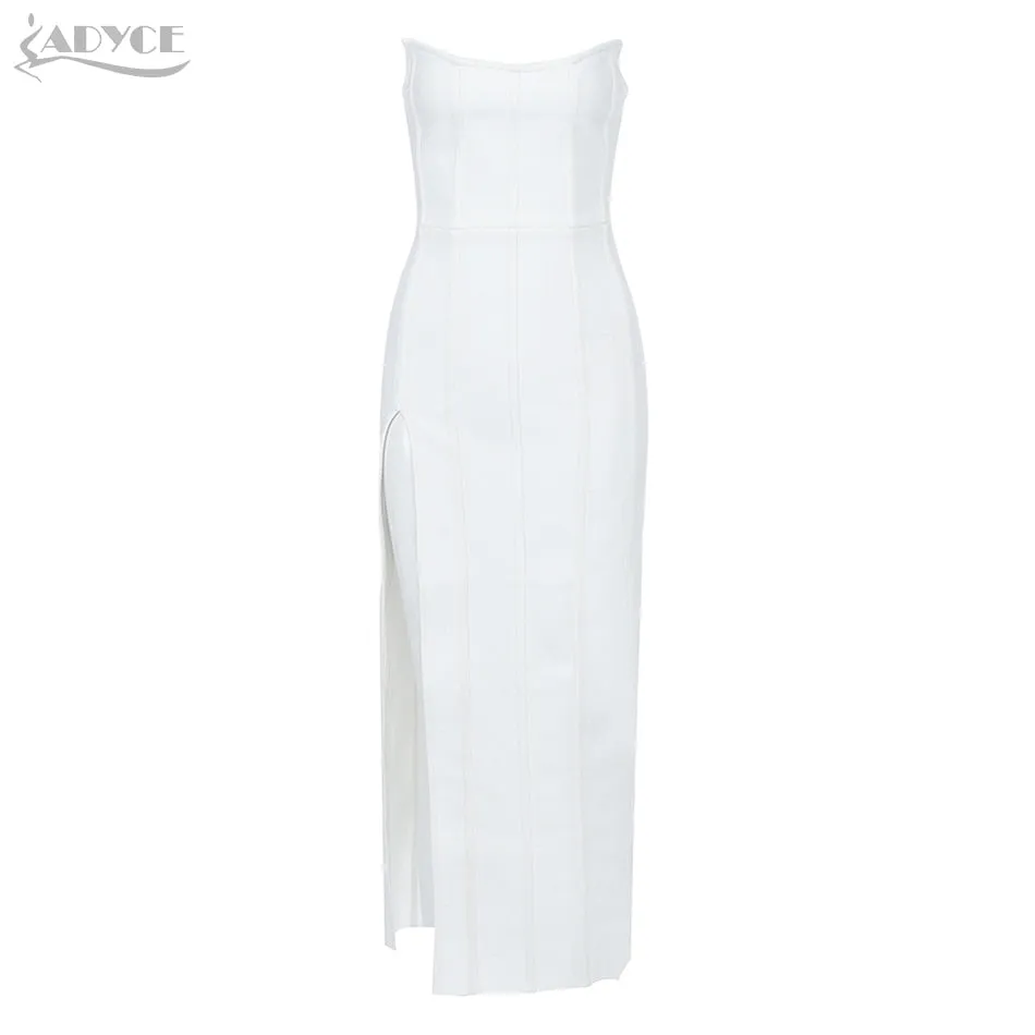 Adyce 2020 Neue Sommer Weiß Verband Kleid Frauen Sexy Liebsten Ärmellose Maxi Bodycon Club Kleid Berühmtheit Abend Party Kleid