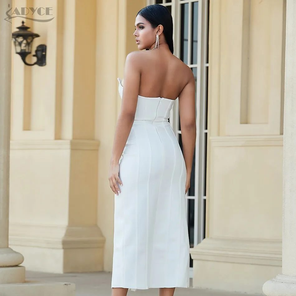 Adyce 2020 Neue Sommer Weiß Verband Kleid Frauen Sexy Liebsten Ärmellose Maxi Bodycon Club Kleid Berühmtheit Abend Party Kleid
