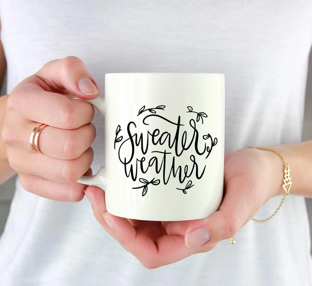 Andaz Press Autumn 11oz. Coffee Mug Gift, Sweater Weather, Leaves Graphic