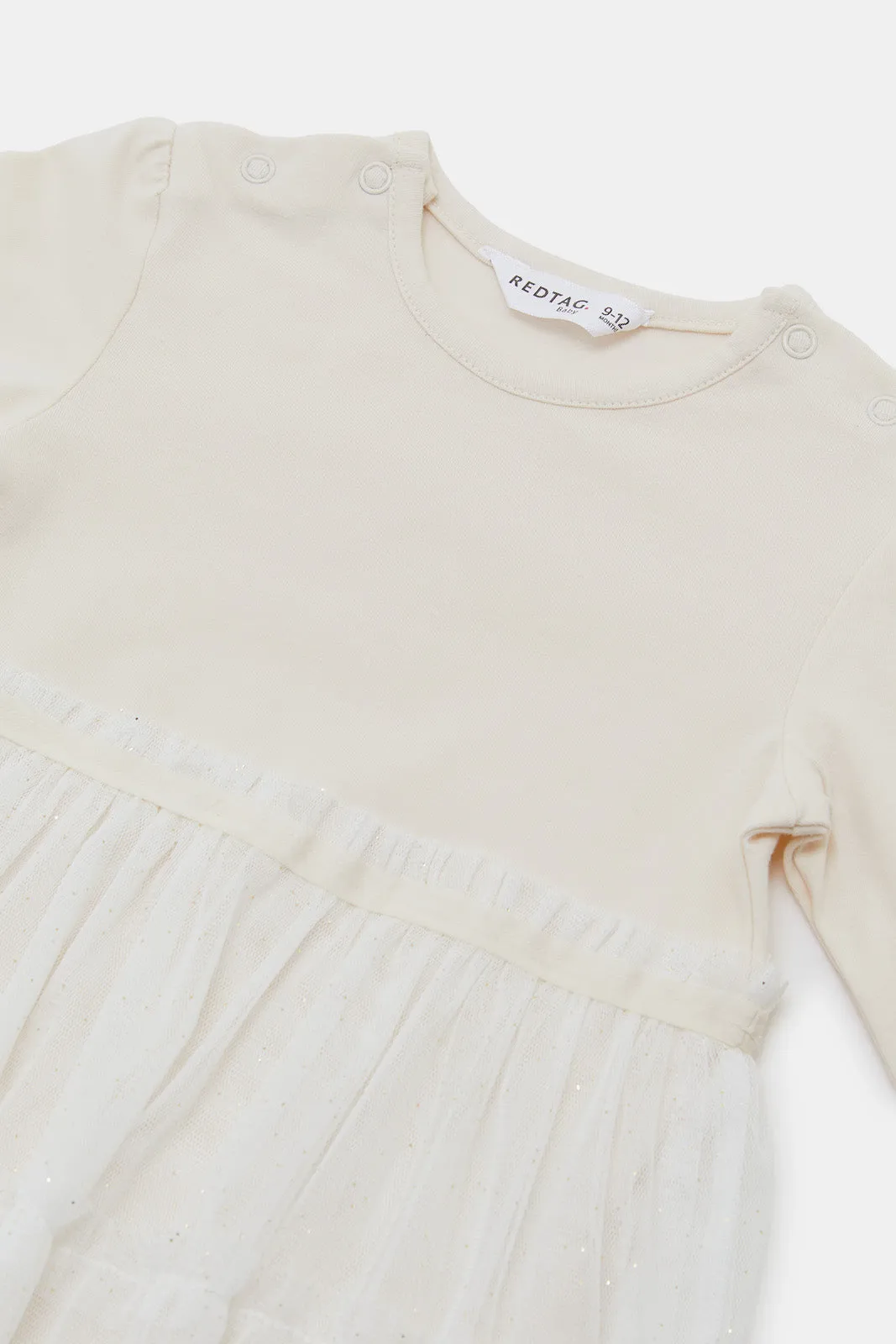 Babies White Bodysuit Mesh Dress