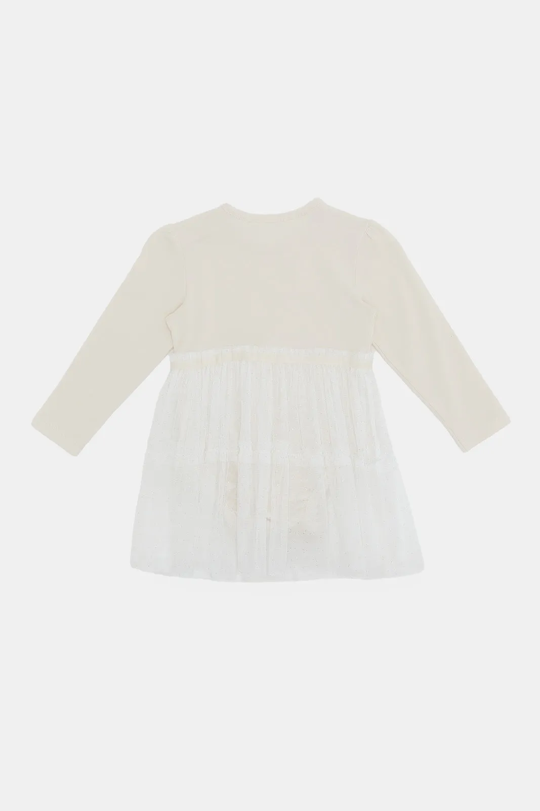 Babies White Bodysuit Mesh Dress