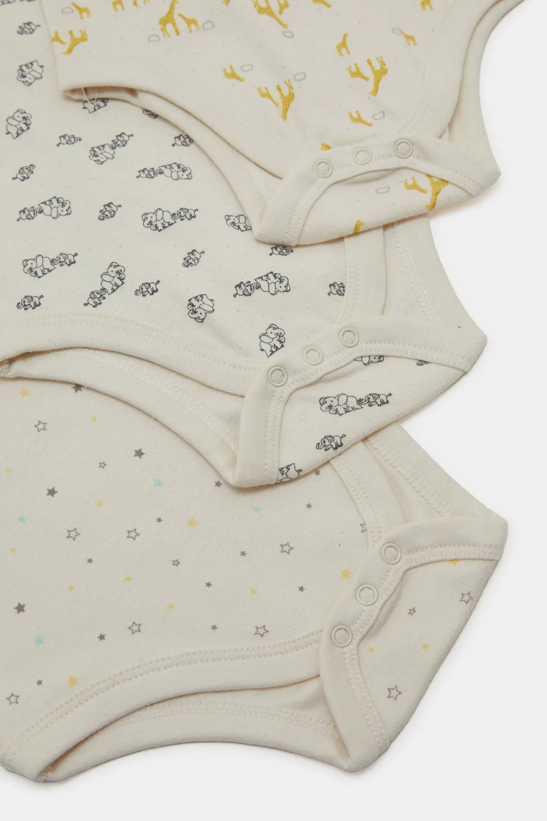 Baby Cream Bodysuit Set (Pack Of 3)