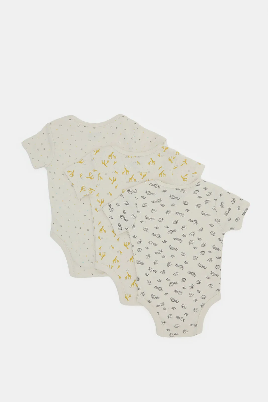 Baby Cream Bodysuit Set (Pack Of 3)