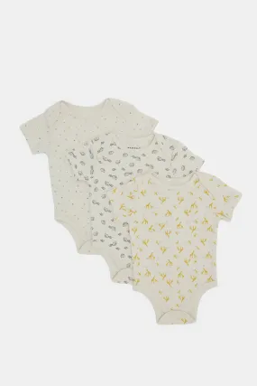 Baby Cream Bodysuit Set (Pack Of 3)