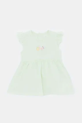 Baby Girls Mint Embroidered Dress