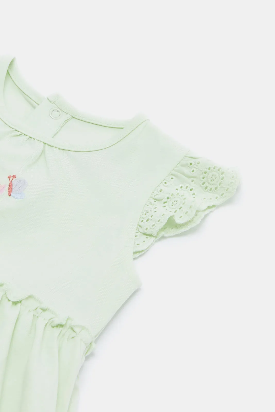 Baby Girls Mint Embroidered Dress