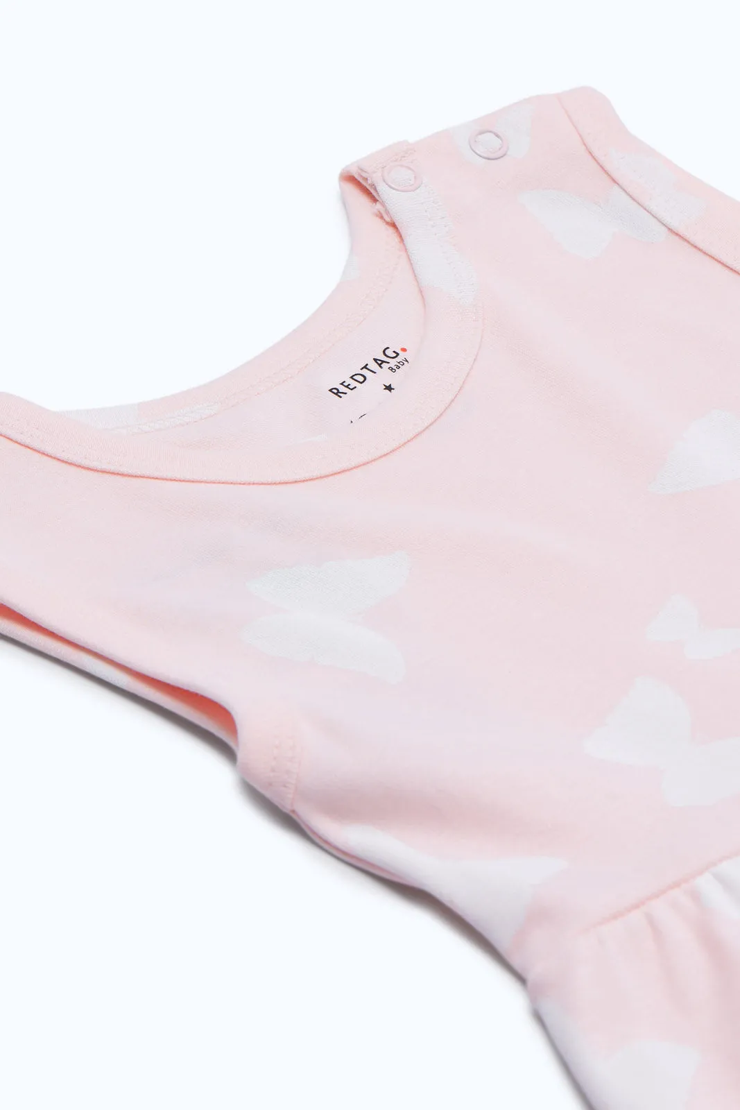 Baby Girls Pink Butterfly Printed Sleeveless Dress