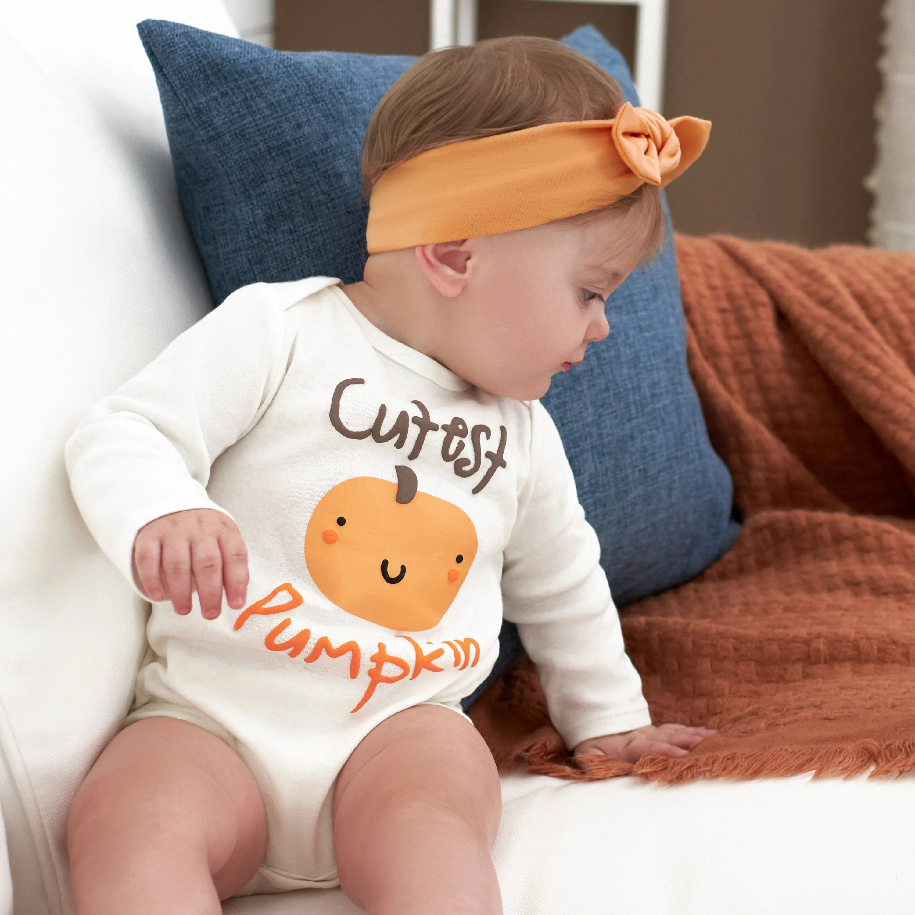 Baby Neutral Pumpkin Long Sleeve Onesies® Bodysuit
