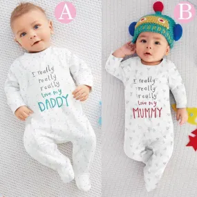 Baby romper I love my Mom and Dad  Unisex long-sleeved  clothing set