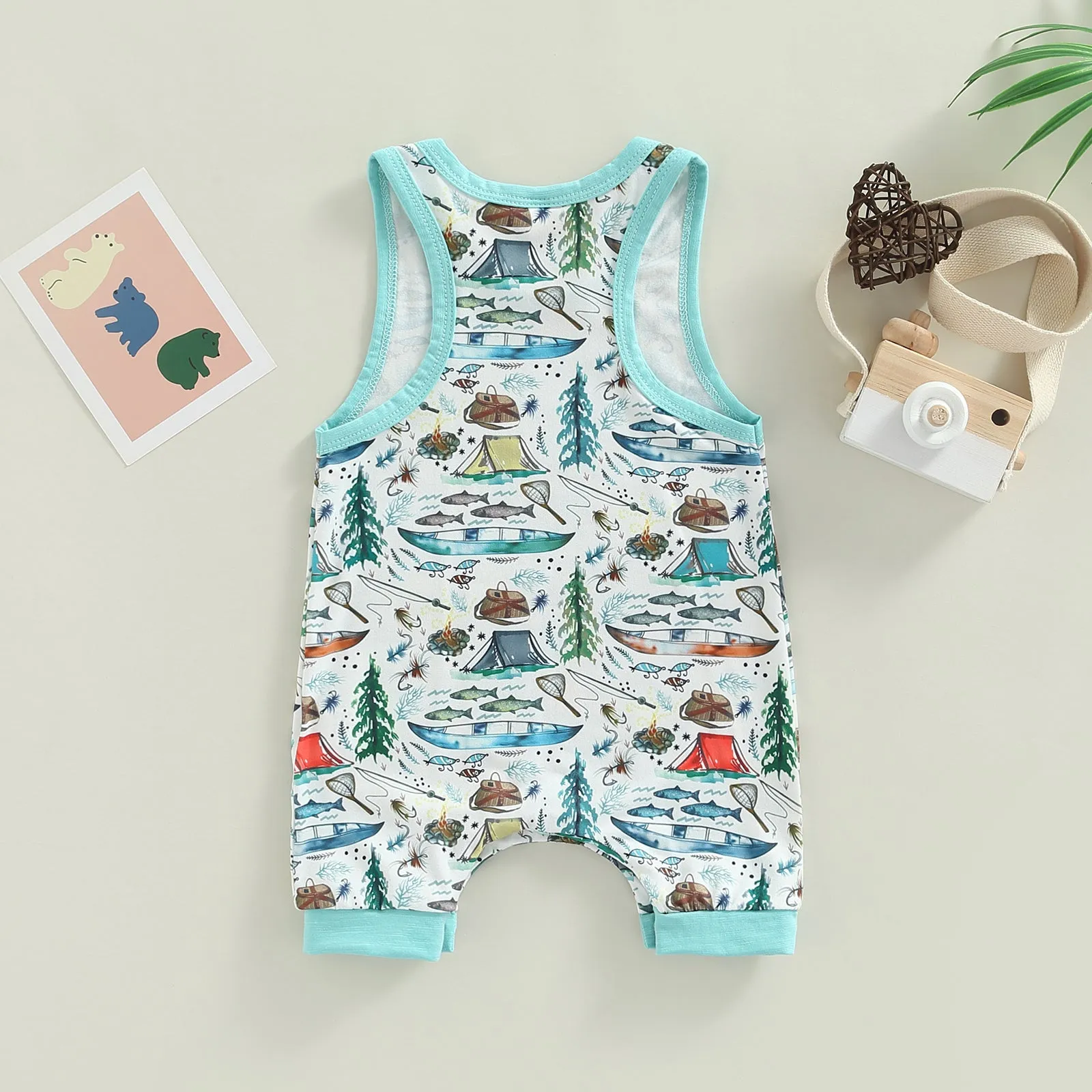 Baby Sleeveless Romper: Shark / Fish In The Sea