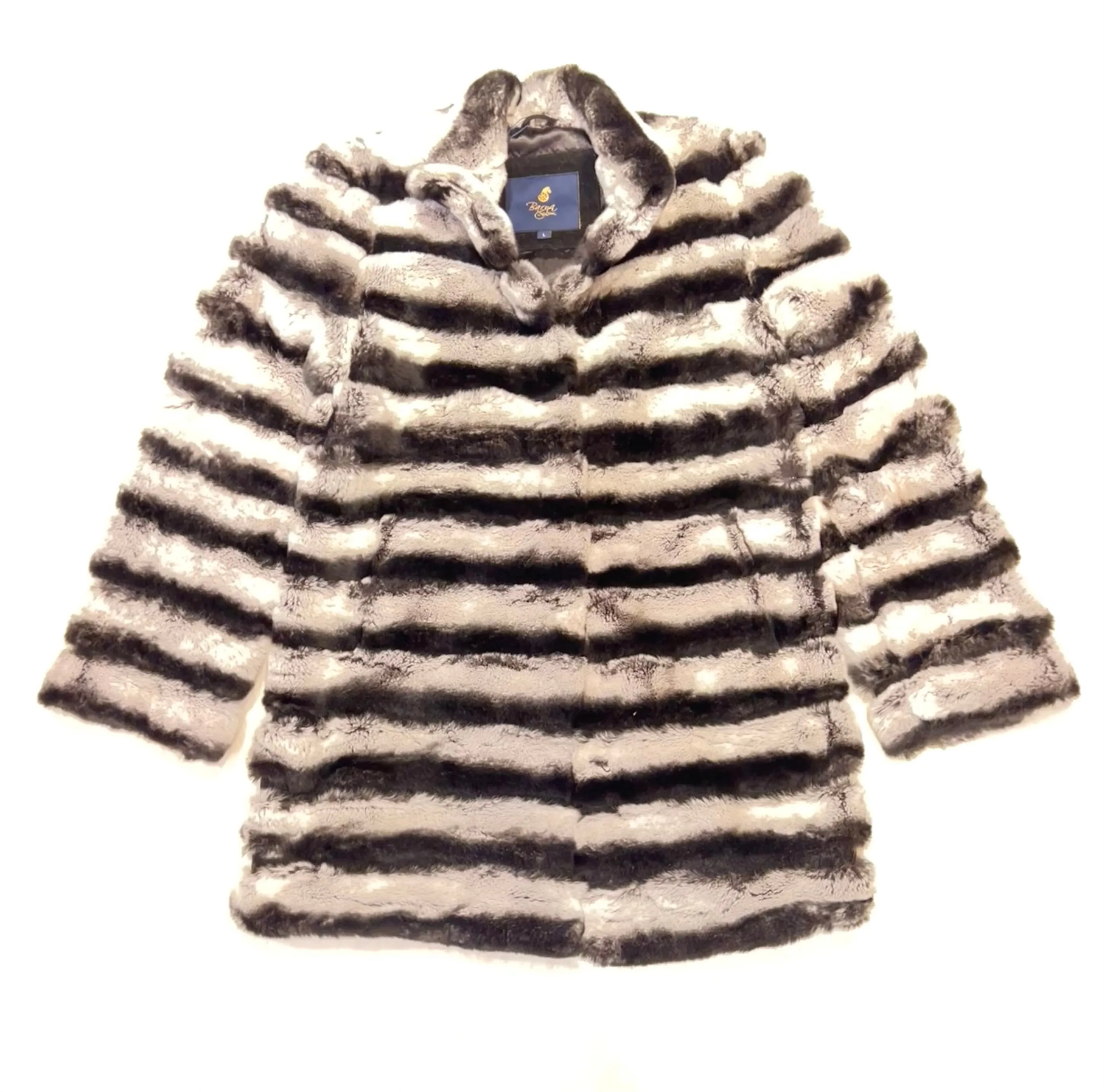 Barya NewYork Ladies 3/4 Grey Rex Rabbit Chinchilla Coat