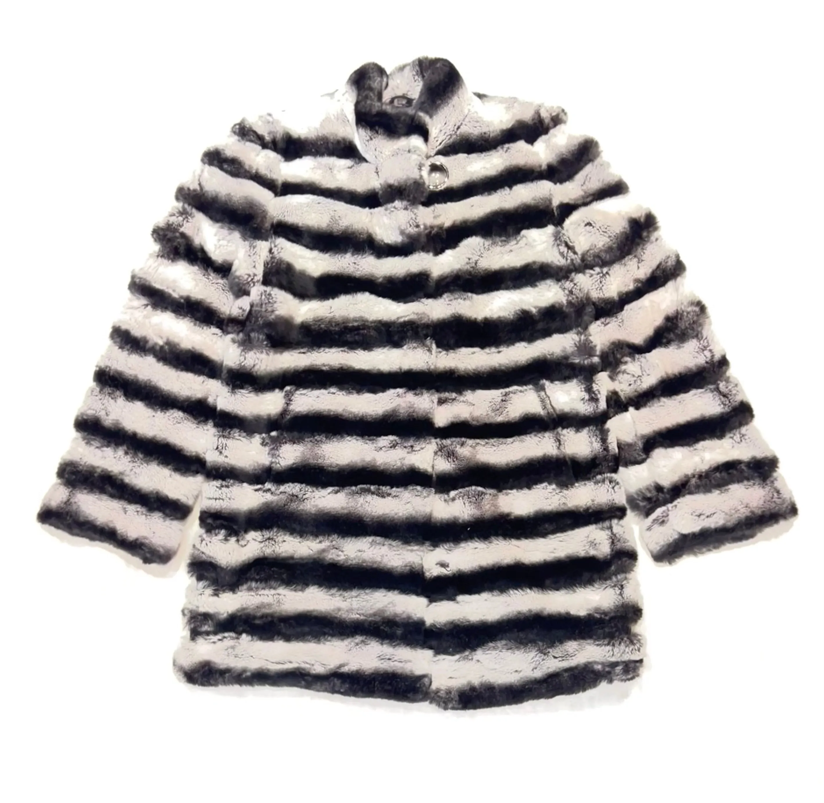 Barya NewYork Ladies 3/4 Grey Rex Rabbit Chinchilla Coat