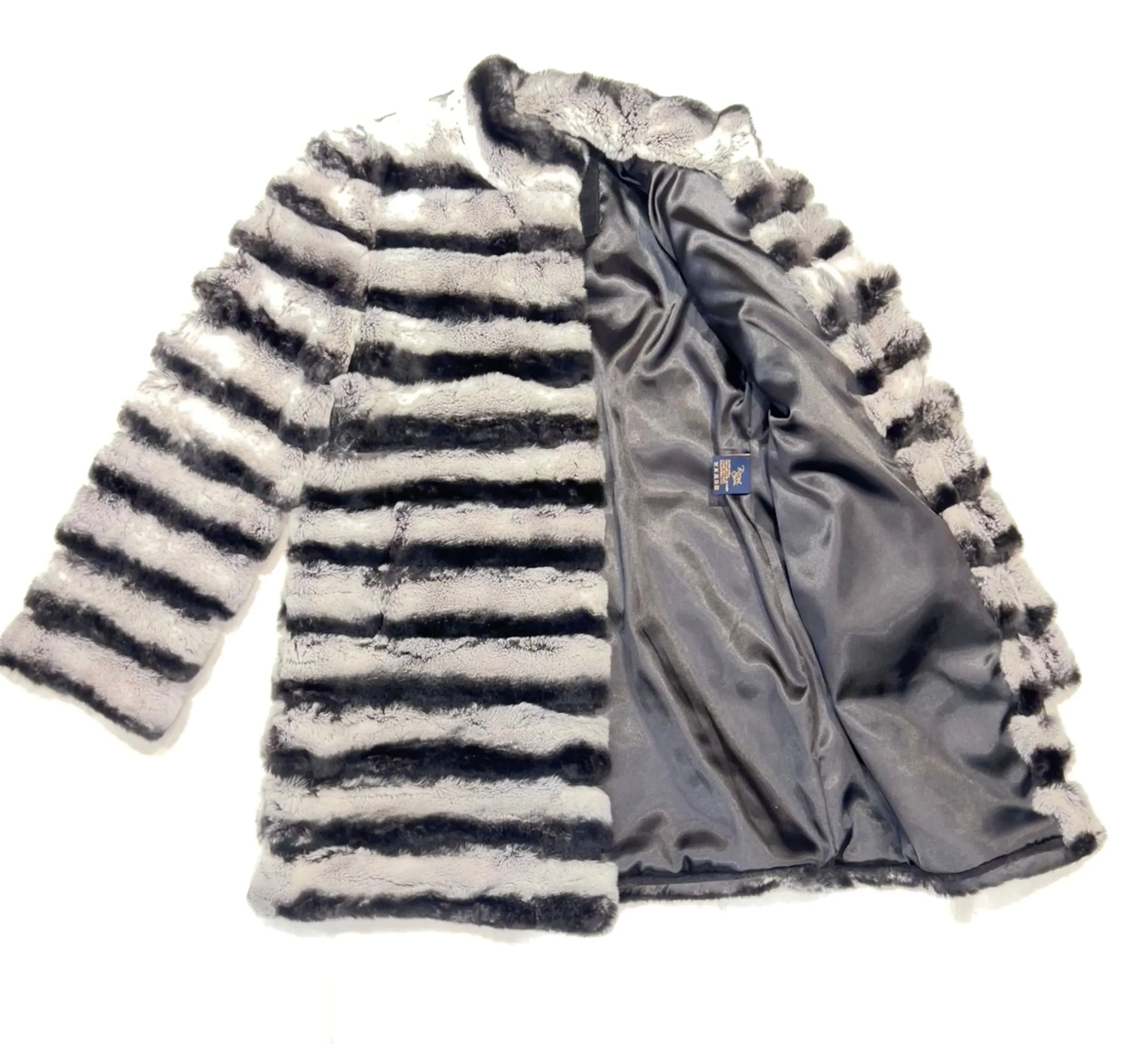 Barya NewYork Ladies 3/4 Grey Rex Rabbit Chinchilla Coat