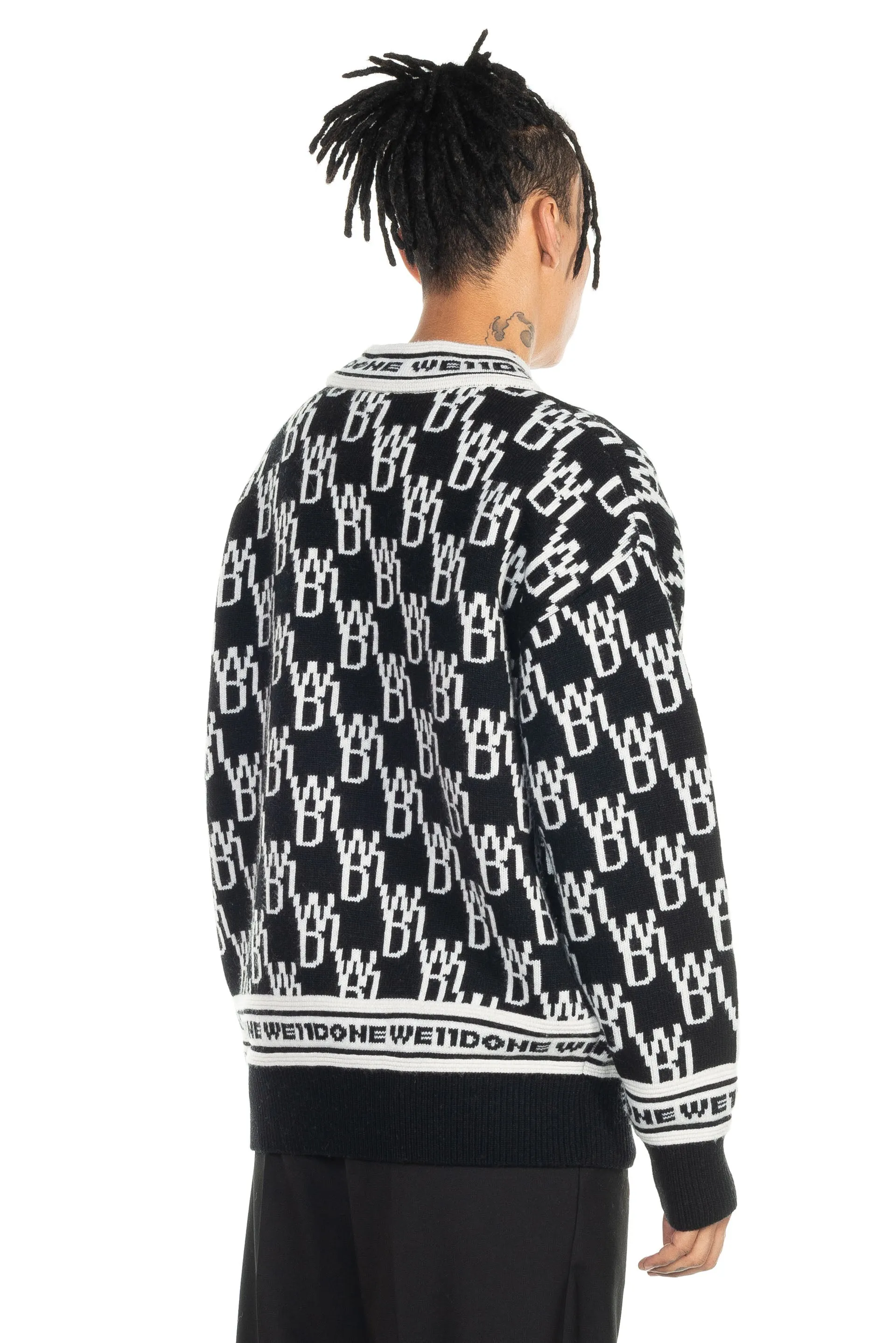 Black & Off-White All Over Logo Sweater