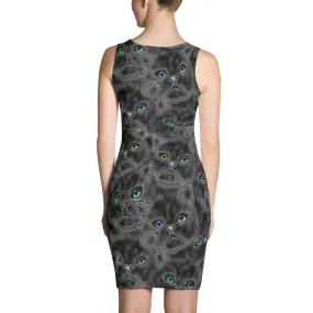 BLACK KITTY FACES Sublimation Cut & Sew Dress