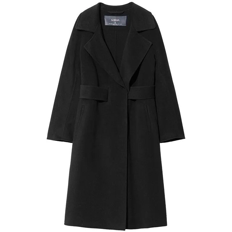 Black Mulberry Silk & Wool Double-Faced Coat