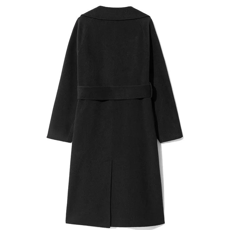 Black Mulberry Silk & Wool Double-Faced Coat