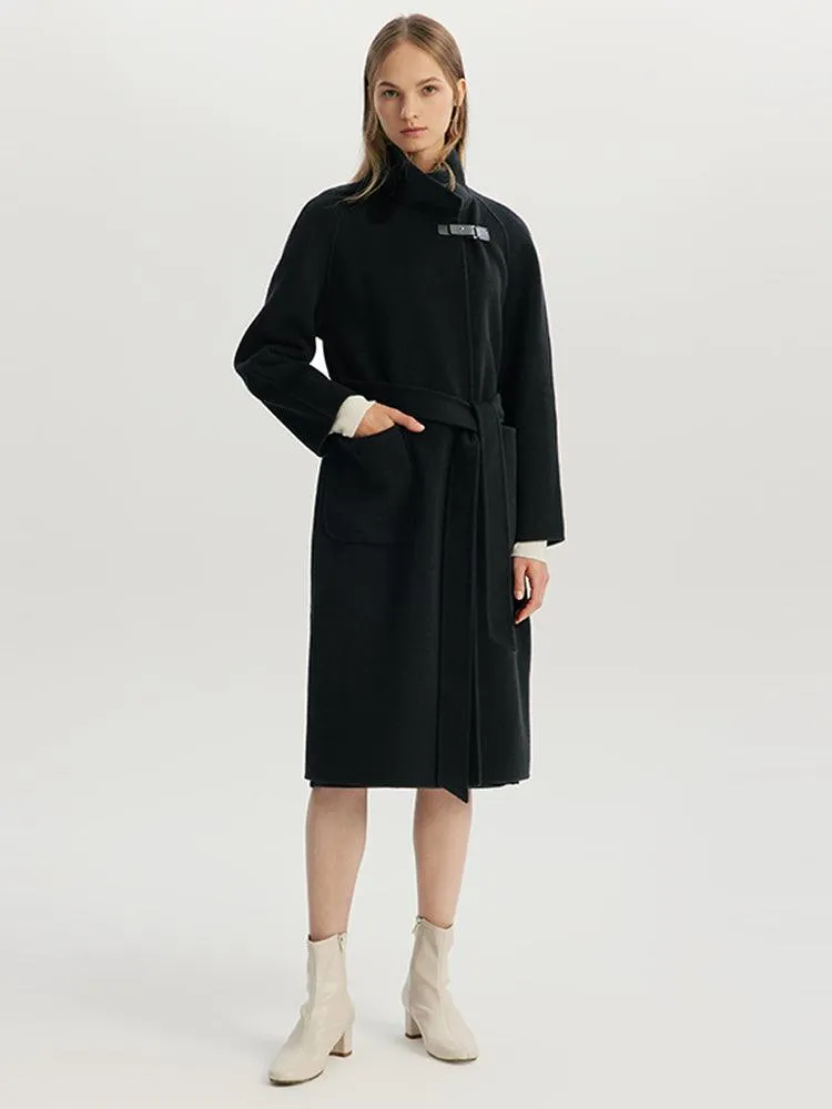 Black Mulberry Silk & Wool Double-Faced Coat