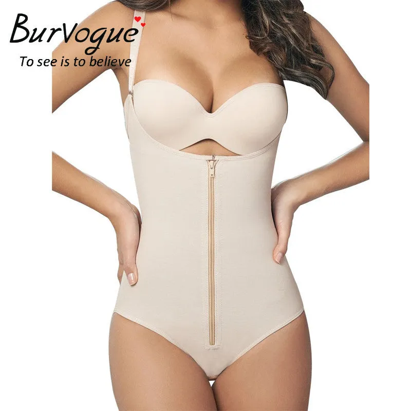 Burvogue Latex Waist Trainer Clips or Zip Women Body Shaper Slimming Shapewear Butt Lifter Tummy Control Waist Shaper Underwear