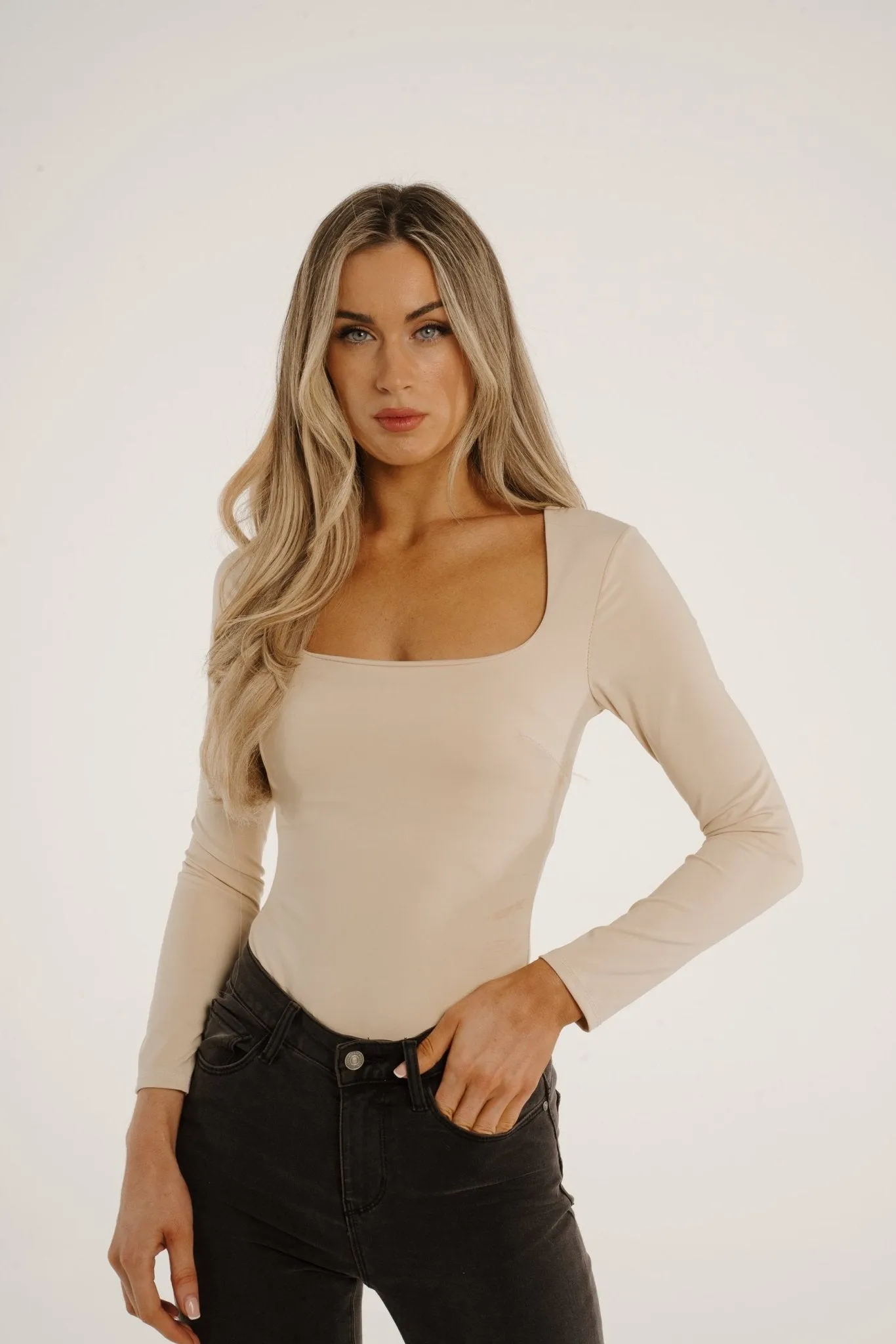 Caitlyn Square Neck Bodysuit In Neutral