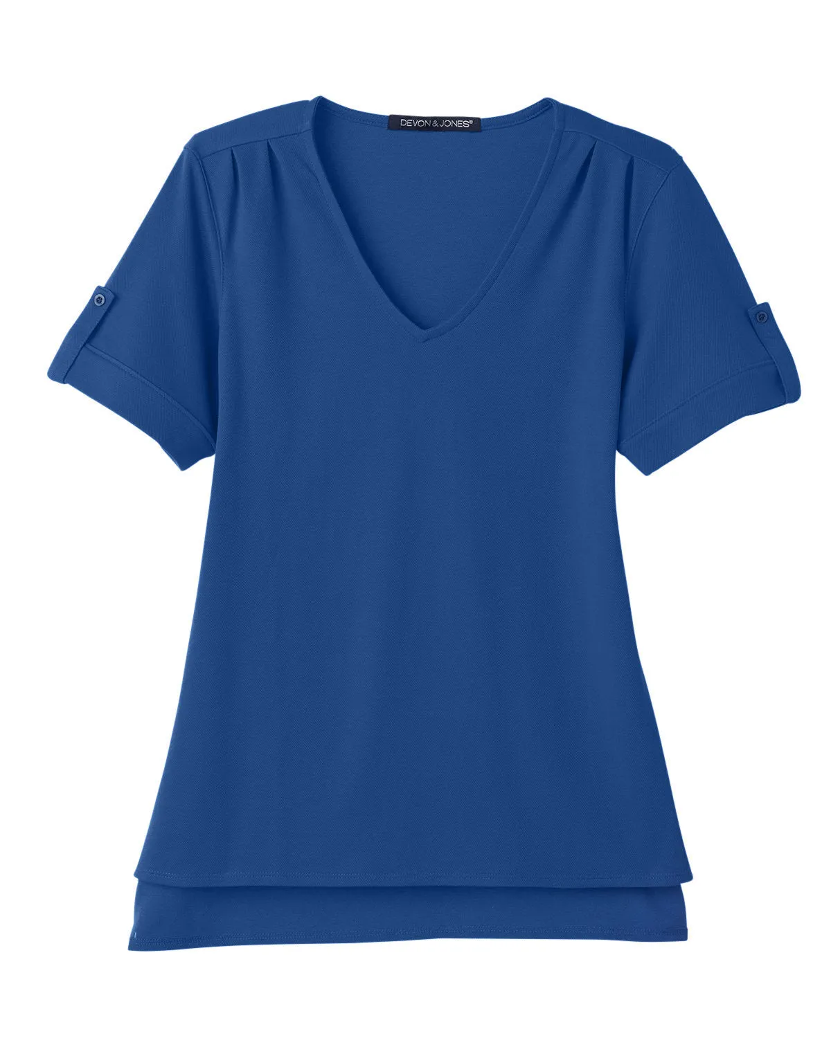 Devon & Jones Ladies' CrownLux Performance™ Plaited Rolled-Sleeve Top