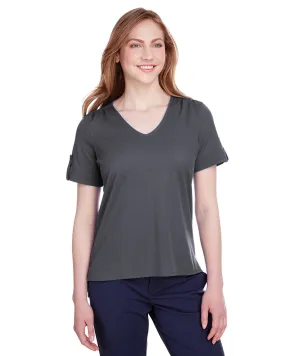 Devon & Jones Ladies' CrownLux Performance™ Plaited Rolled-Sleeve Top