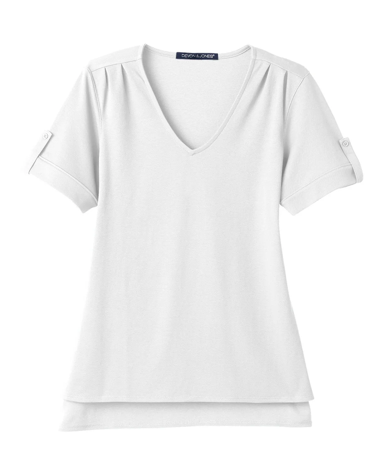 Devon & Jones Ladies' CrownLux Performance™ Plaited Rolled-Sleeve Top