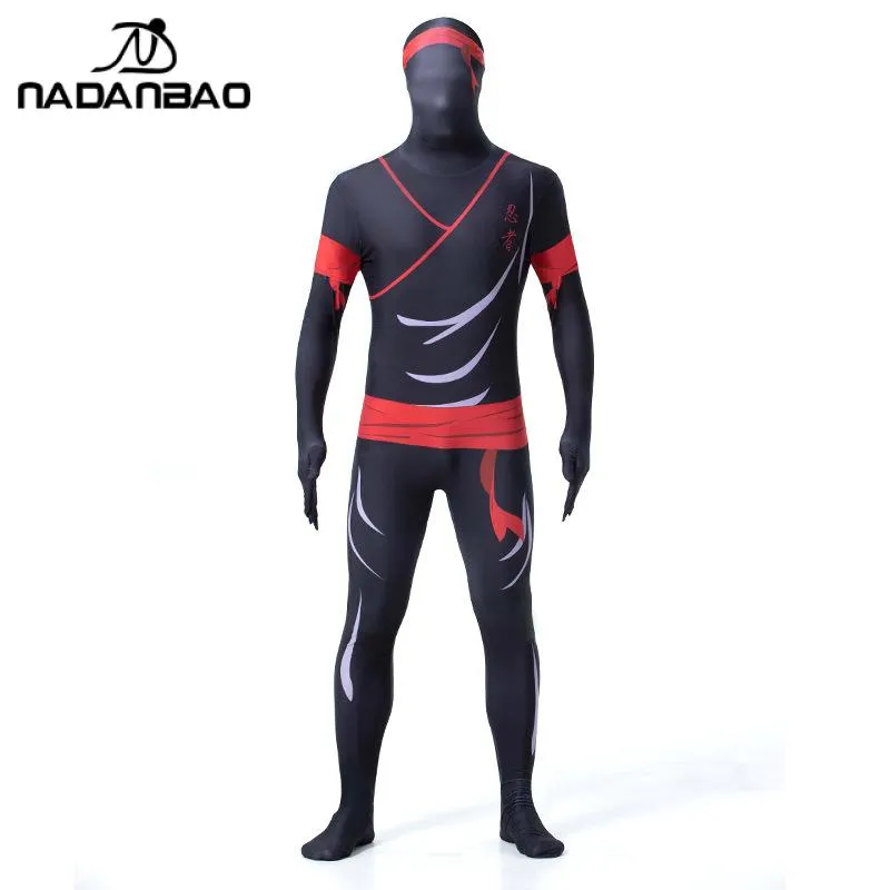 Funny Halloween Cosplay Adult Catsuits Ninja Print One-piece Suits Breathable Bodycon Jumpsuit