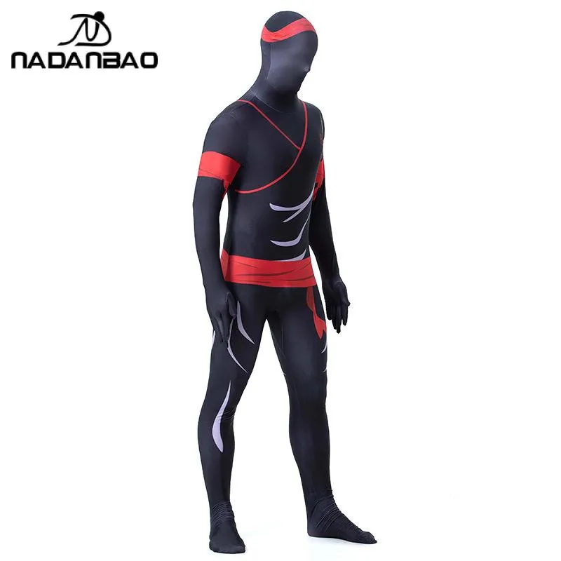 Funny Halloween Cosplay Adult Catsuits Ninja Print One-piece Suits Breathable Bodycon Jumpsuit