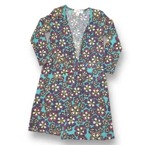 Girls Lularoe Size 4 Aqua Floral Print Full Length Sweater