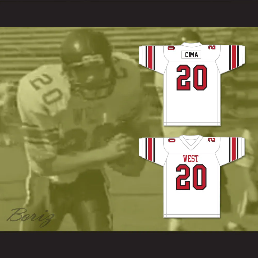 Greg Cima 20 West High School White Football Jersey Windrunner 2