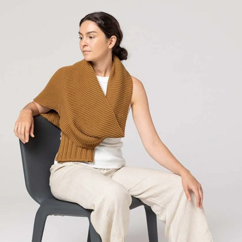 Indus Design: Scarf Ribbed Hem Knit Spice
