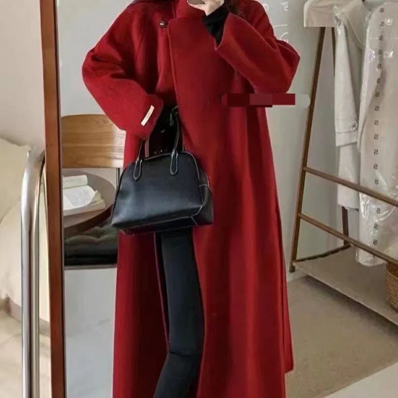 Joskaa construction worker costume Factory Big Promotion New Year Battle Robe Super Long Stand Collar Cashmere Coat Thickened Design Wool Coat Maillard Series