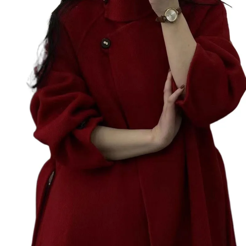 Joskaa construction worker costume Factory Big Promotion New Year Battle Robe Super Long Stand Collar Cashmere Coat Thickened Design Wool Coat Maillard Series