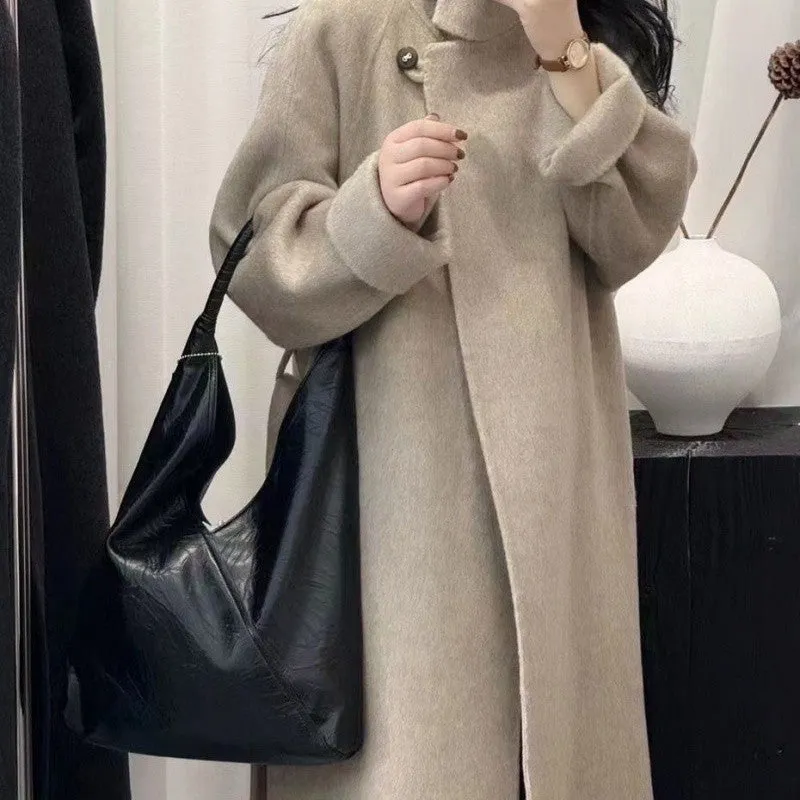 Joskaa construction worker costume Factory Big Promotion New Year Battle Robe Super Long Stand Collar Cashmere Coat Thickened Design Wool Coat Maillard Series
