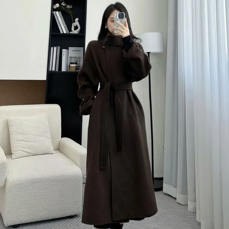 Joskaa construction worker costume Factory Big Promotion New Year Battle Robe Super Long Stand Collar Cashmere Coat Thickened Design Wool Coat Maillard Series