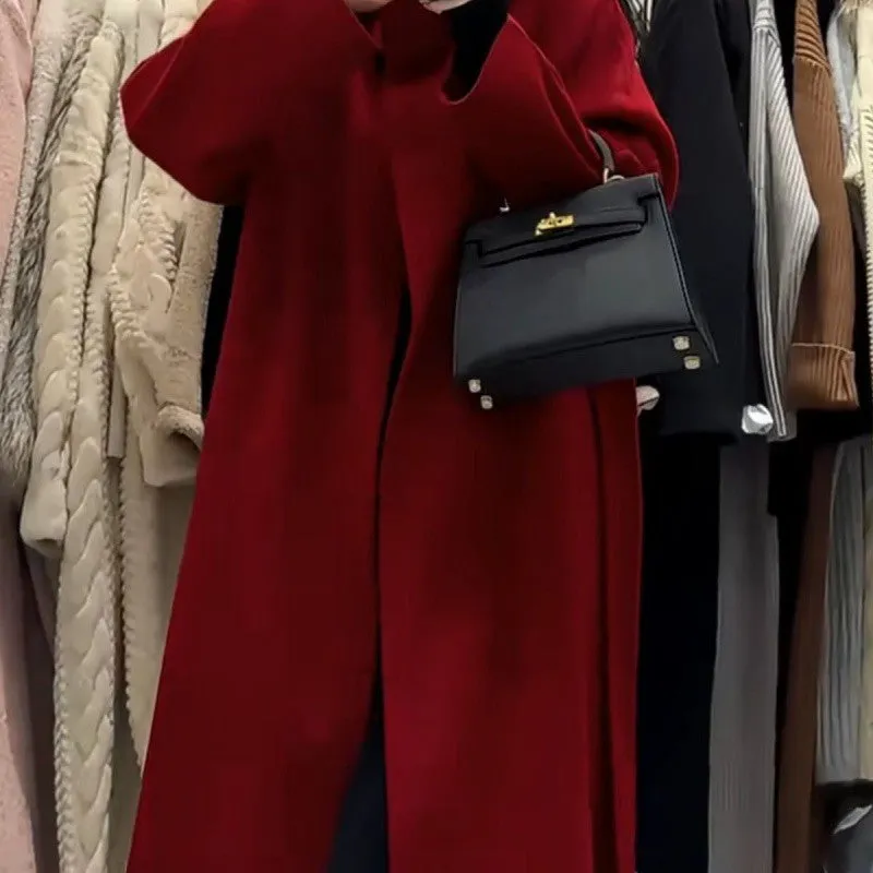 Joskaa construction worker costume Factory Big Promotion New Year Battle Robe Super Long Stand Collar Cashmere Coat Thickened Design Wool Coat Maillard Series