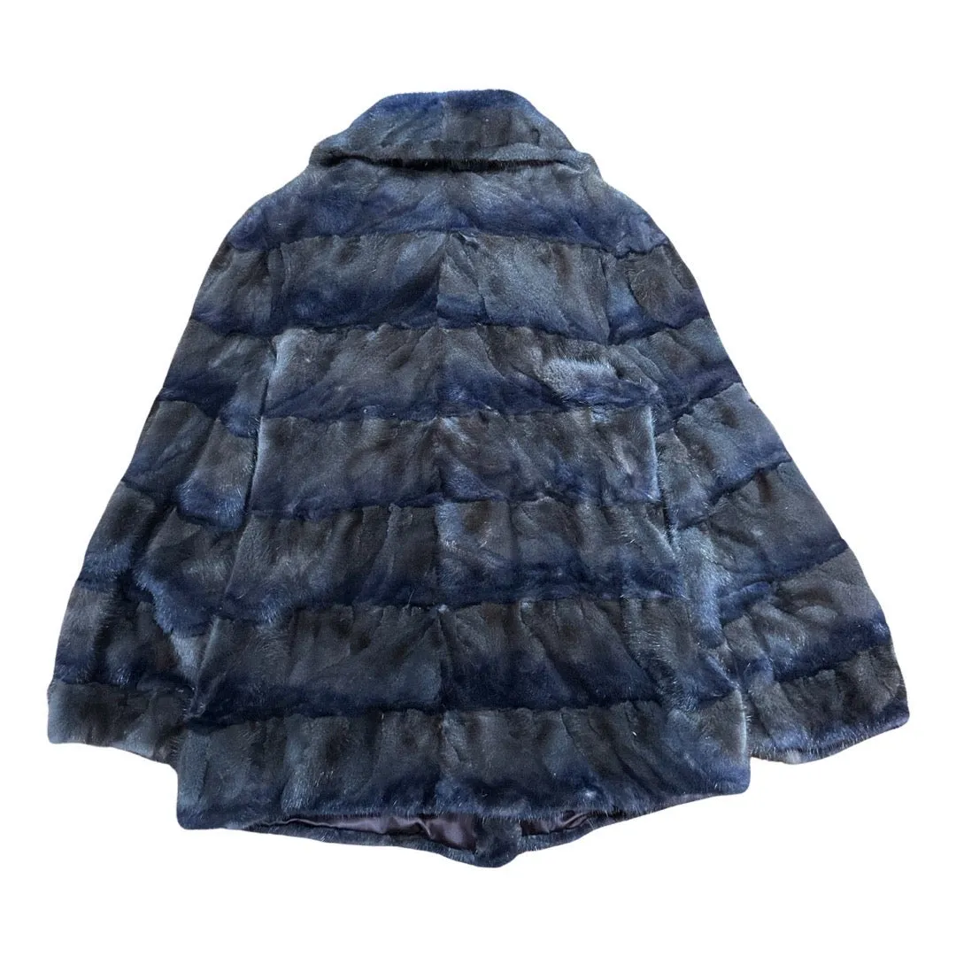 Kashani Ladies Navy & Charcoal Mink Fur Coat
