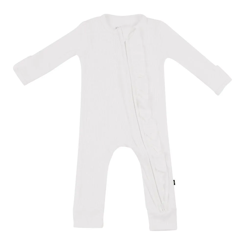 Kyte Bamboo Ribbed Ruffle Zippered Romper