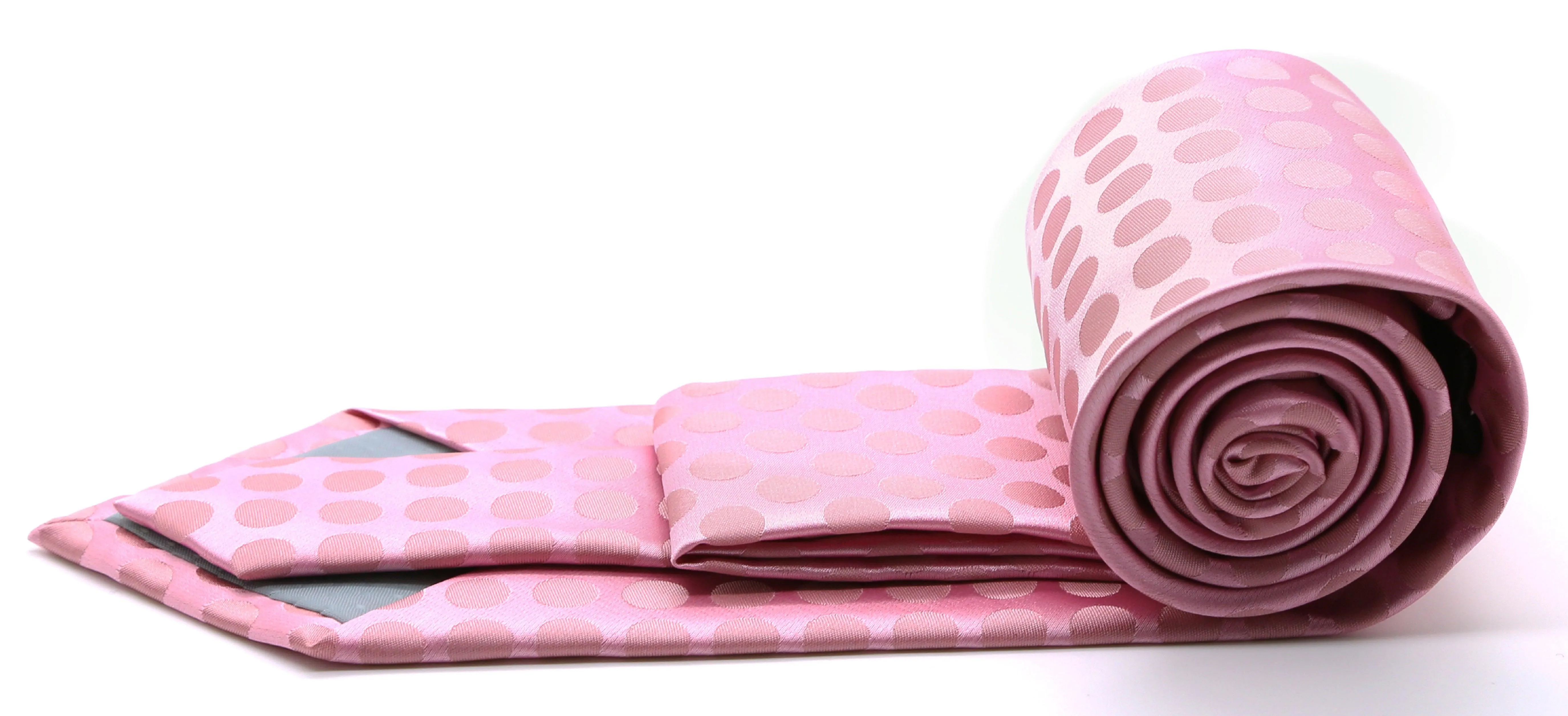 Mens Dads Classic Pink Circle Pattern Business Casual Necktie & Hanky Set PO-1