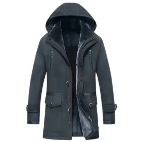 Men's Hooded Shearling Fur Coat – Warm & Stylish Winter Jacket