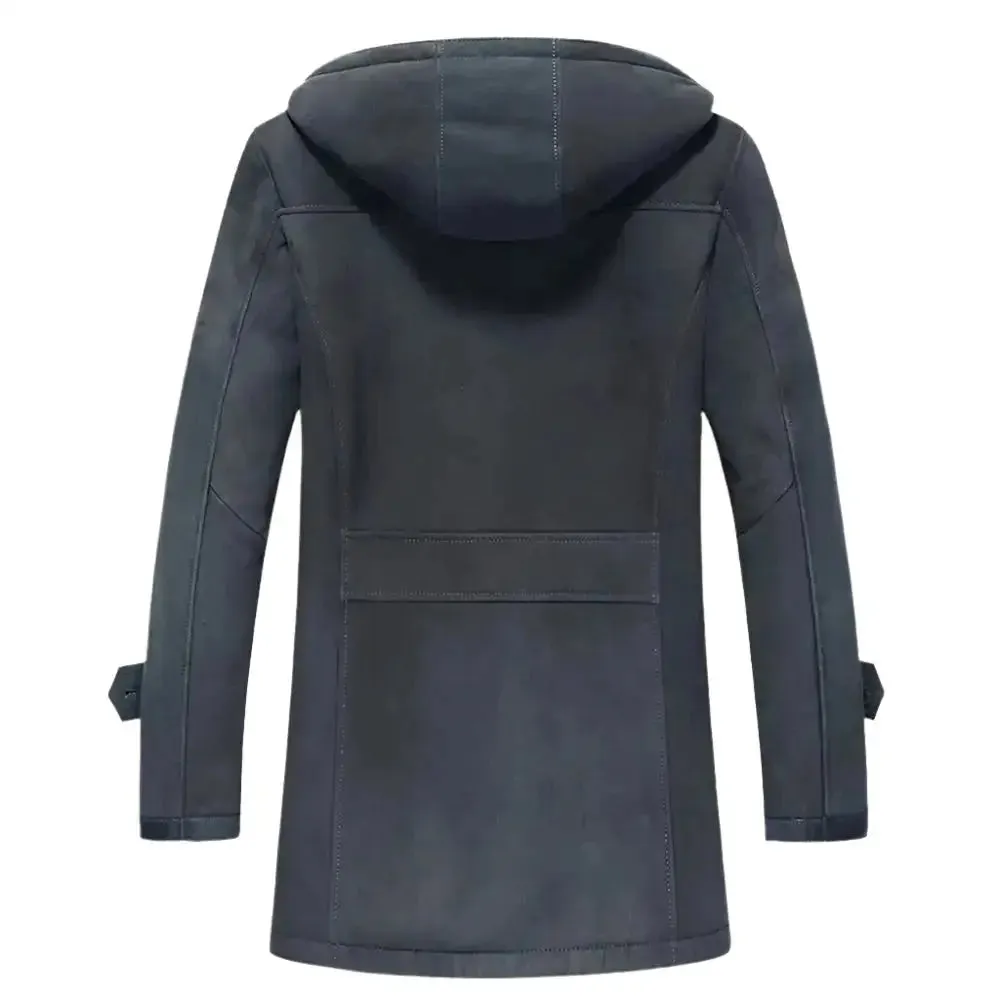Men's Hooded Shearling Fur Coat – Warm & Stylish Winter Jacket