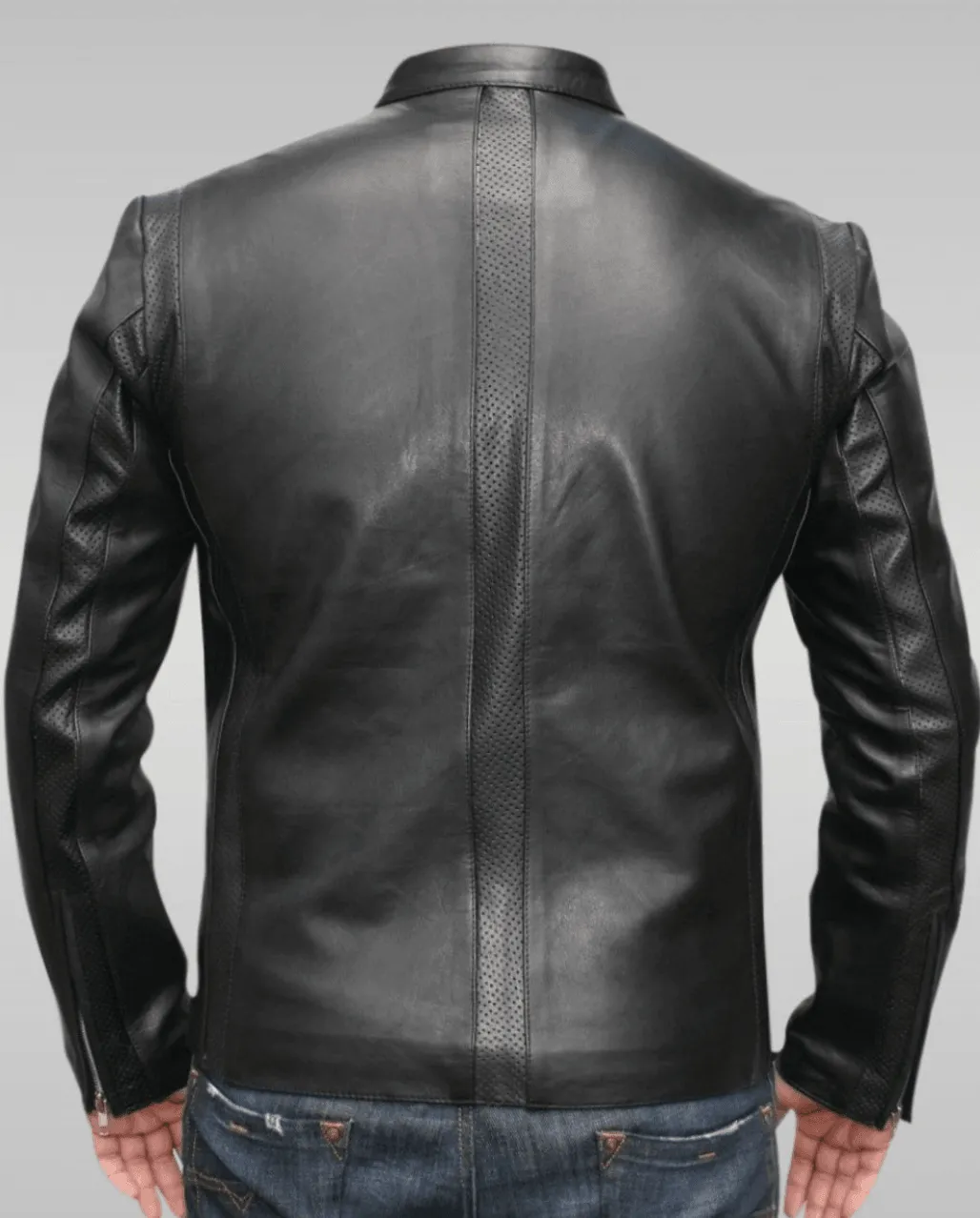 Mens Italian Style Black Biker Leather Jacket