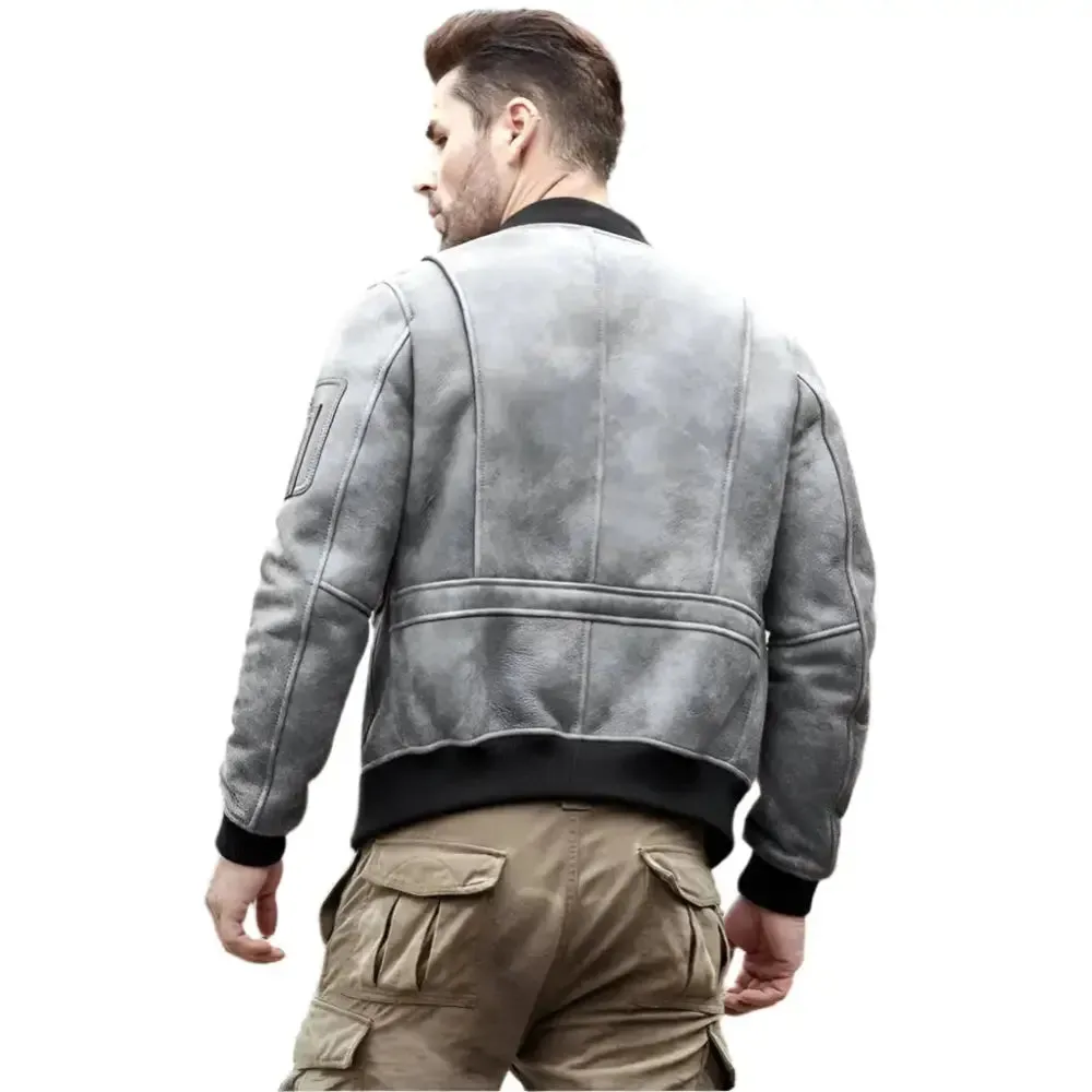 Men's Sheepskin Shearling Motorcycle Jacket – A2 Airforce Flight Style