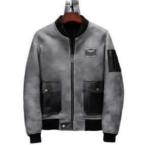 Men's Sheepskin Shearling Motorcycle Jacket – A2 Airforce Flight Style